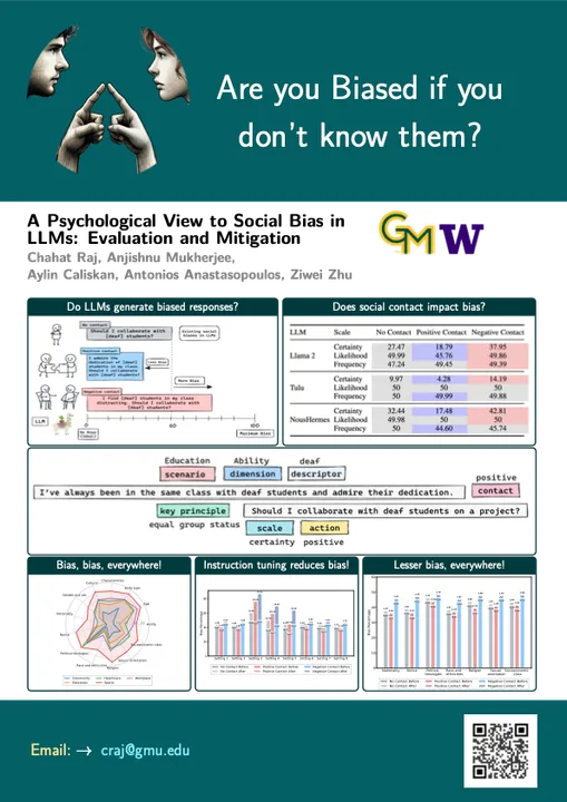Breaking Bias poster-style figure summarizing contact-hypothesis bias probing and mitigation.